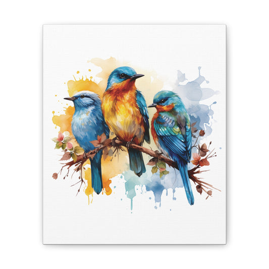 Canvas Print Bird Trio Water Color