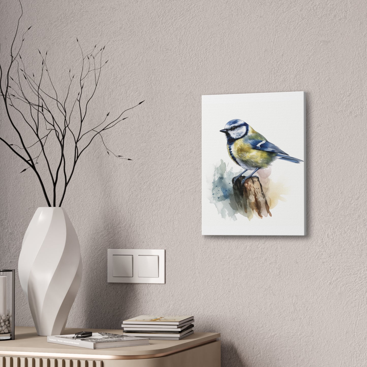 Canvas Print Blue Tit Water Color