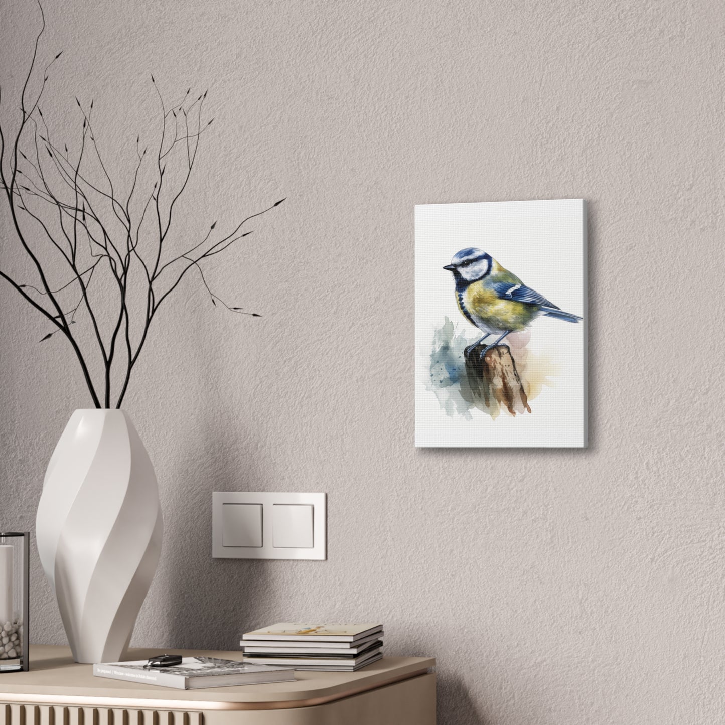 Canvas Print Blue Tit Water Color
