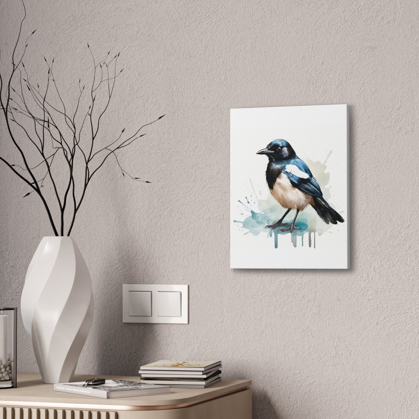 Canvas Print Magpie Watercolor
