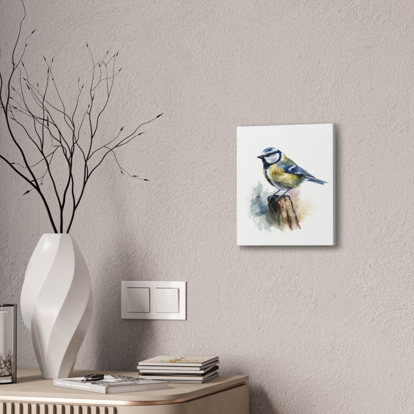 Canvas Print Blue Tit Water Color