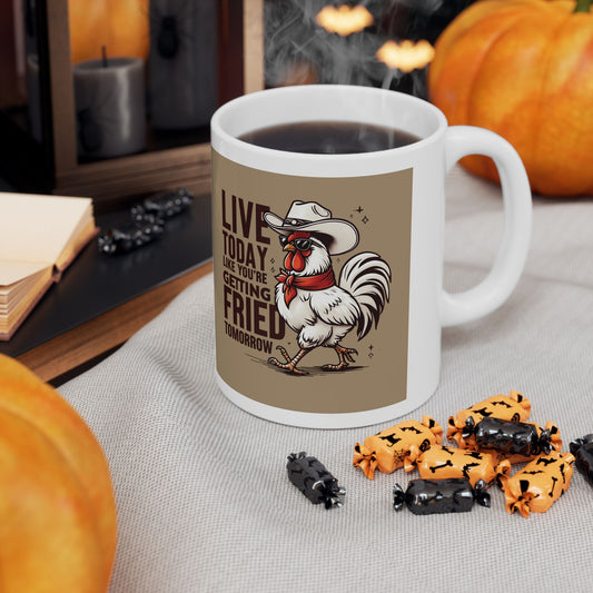 11oz & 15oz Ceramic Mug - Live Today Like You're Getting Fried Tomorrow